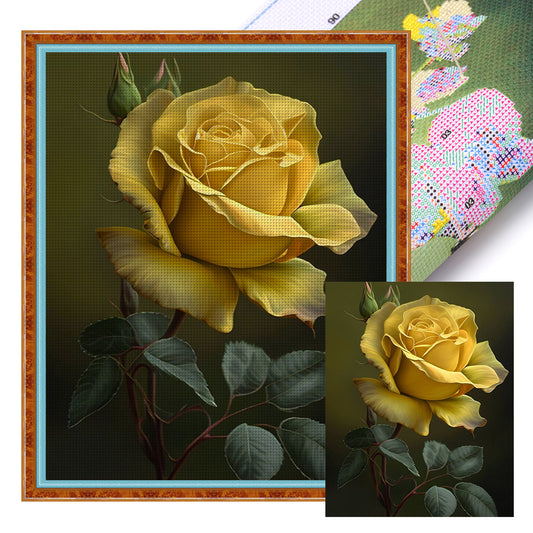 Yellow Rose - 11CT Stamped Cross Stitch 40*50CM