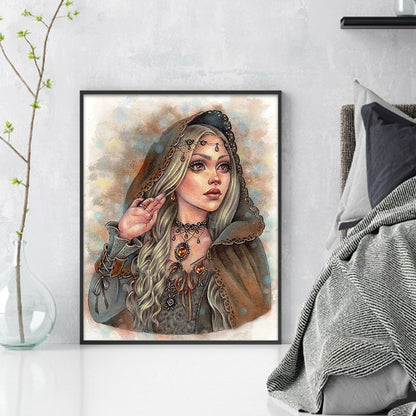 Woman With Cloak - 11CT Stamped Cross Stitch 40*50CM