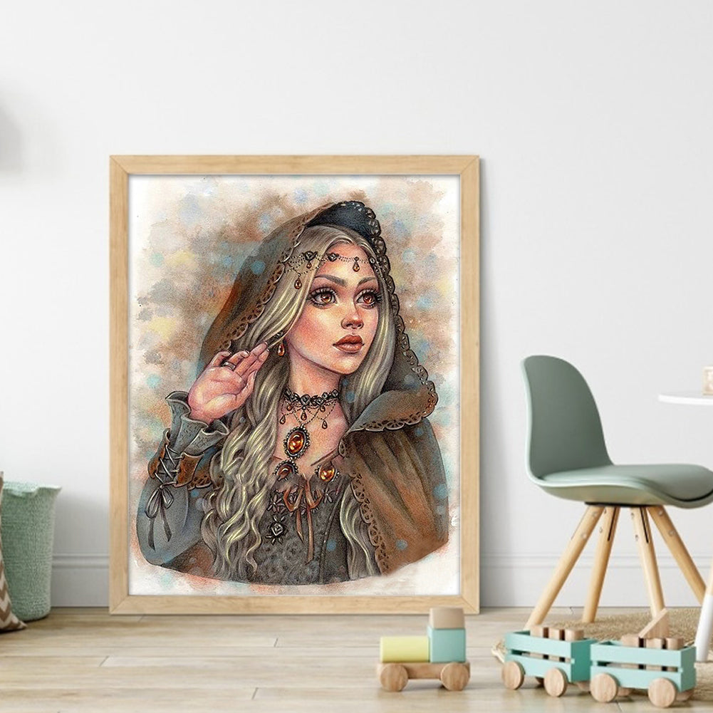 Woman With Cloak - 11CT Stamped Cross Stitch 40*50CM