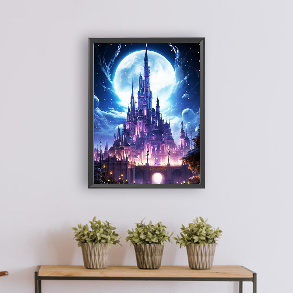 Dream Castle Under The Moon - Full Round Drill Diamond Painting 30*40CM