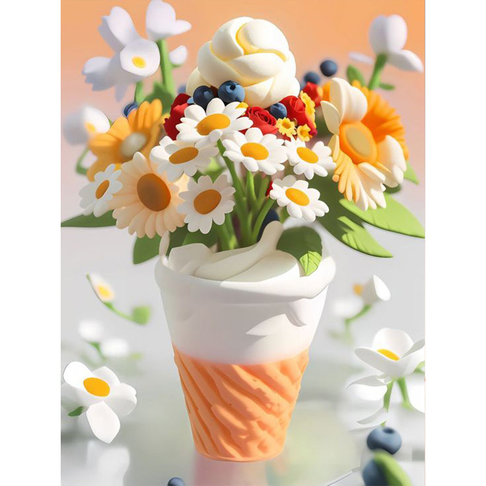 Soft Bouquet Ice Cream - Full Round Drill Diamond Painting 30*40CM