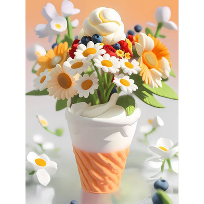Soft Bouquet Ice Cream - Full Round Drill Diamond Painting 30*40CM