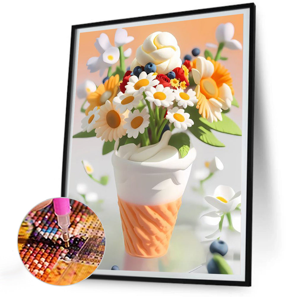 Soft Bouquet Ice Cream - Full Round Drill Diamond Painting 30*40CM