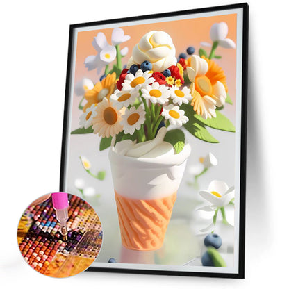 Soft Bouquet Ice Cream - Full Round Drill Diamond Painting 30*40CM