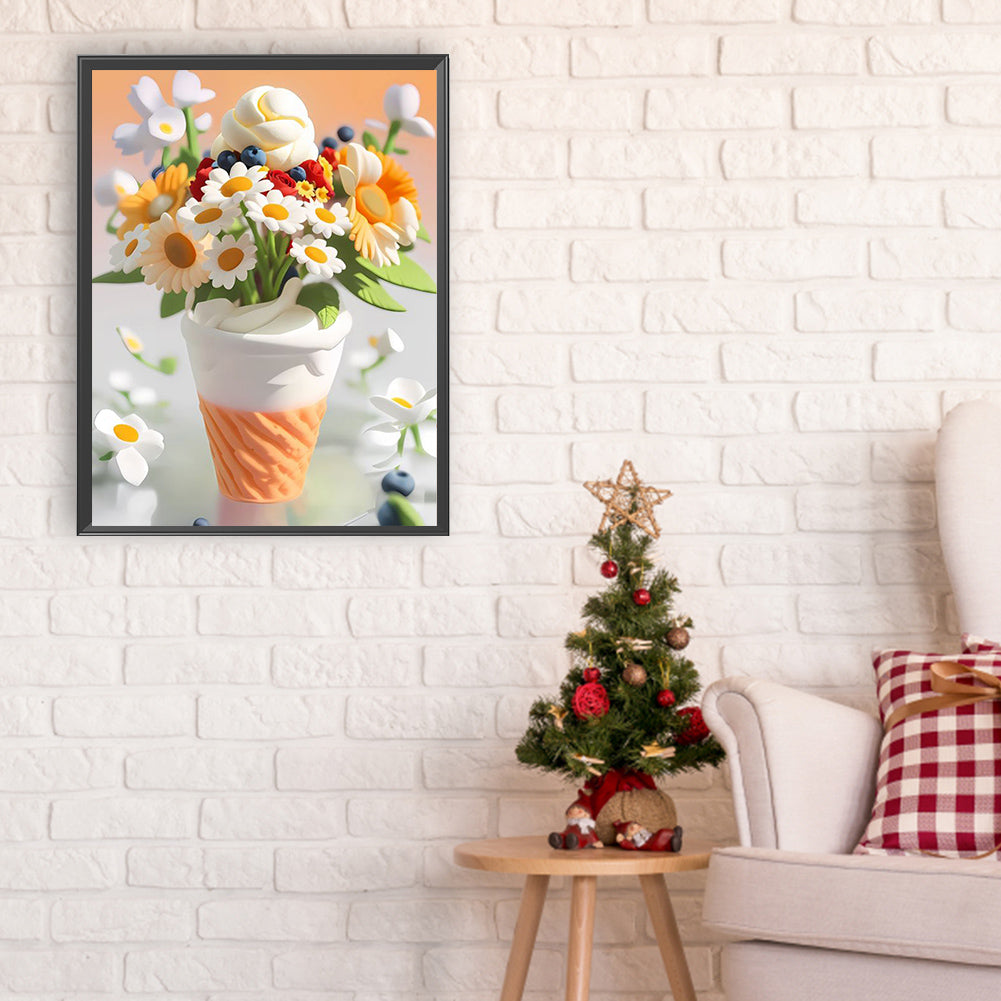 Soft Bouquet Ice Cream - Full Round Drill Diamond Painting 30*40CM