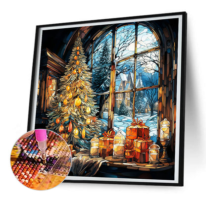 Christmas Glass Painting - Full Round Drill Diamond Painting 30*30CM