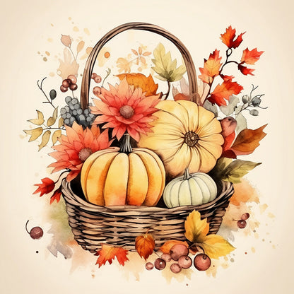 Pumpkin Flower Basket - Full Round Drill Diamond Painting 30*30CM