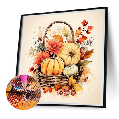 Pumpkin Flower Basket - Full Round Drill Diamond Painting 30*30CM