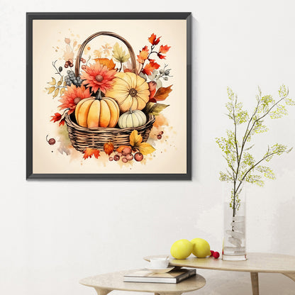 Pumpkin Flower Basket - Full Round Drill Diamond Painting 30*30CM