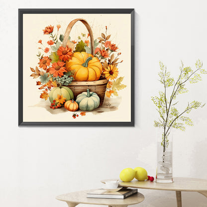 Pumpkin Flower Basket - Full Round Drill Diamond Painting 30*30CM