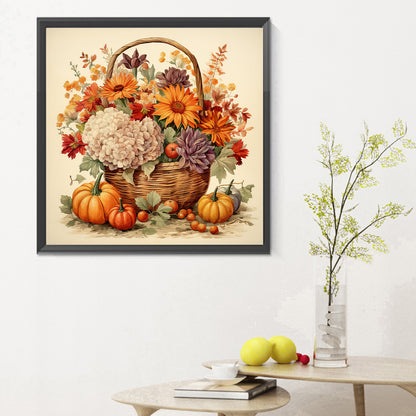 Pumpkin Flower Basket - Full Round Drill Diamond Painting 30*30CM