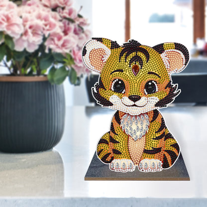 Wooden Desktop Diamond Painting Ornament Diamond Table Decor (Tiger)