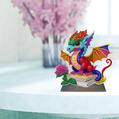 Wooden Desktop Diamond Painting Ornament Diamond Table Decor (Dragon Baby #3)