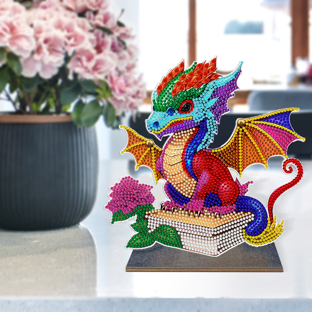 Wooden Desktop Diamond Painting Ornament Diamond Table Decor (Dragon Baby #3)