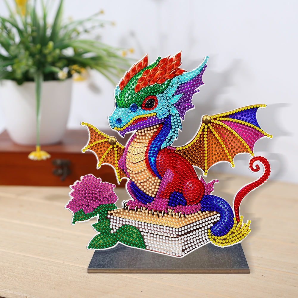 Wooden Desktop Diamond Painting Ornament Diamond Table Decor (Dragon Baby #3)