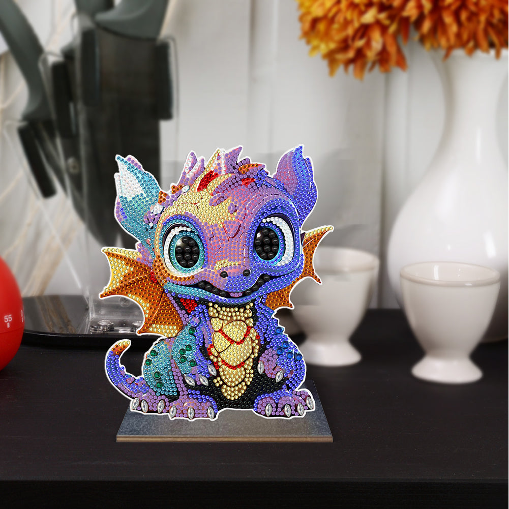 Wooden Desktop Diamond Painting Ornament Diamond Table Decor (Dragon Baby #6)