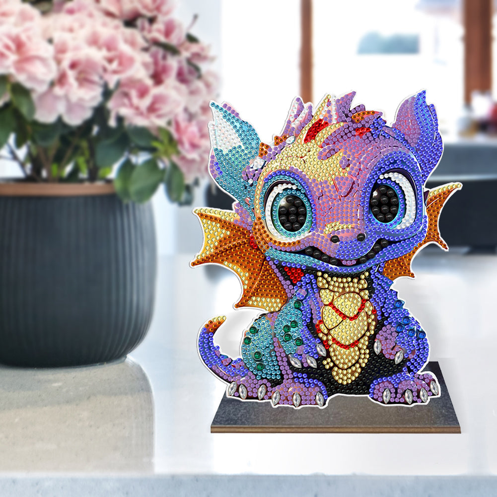 Wooden Desktop Diamond Painting Ornament Diamond Table Decor (Dragon Baby #6)