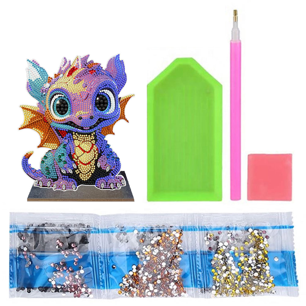 Wooden Desktop Diamond Painting Ornament Diamond Table Decor (Dragon Baby #6)