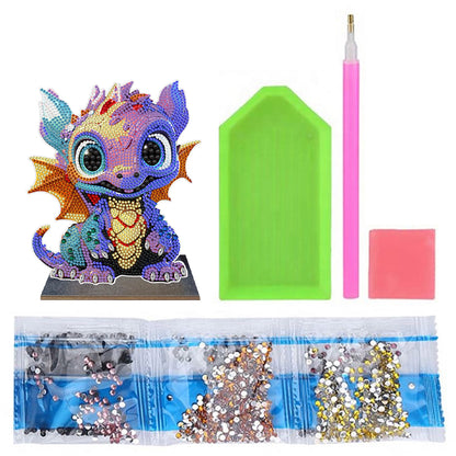 Wooden Desktop Diamond Painting Ornament Diamond Table Decor (Dragon Baby #6)