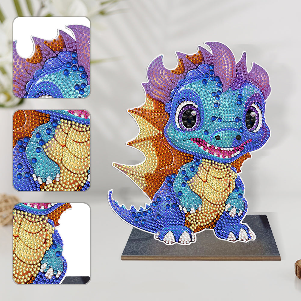 Wooden Desktop Diamond Painting Ornament Diamond Table Decor (Dragon Baby #7)