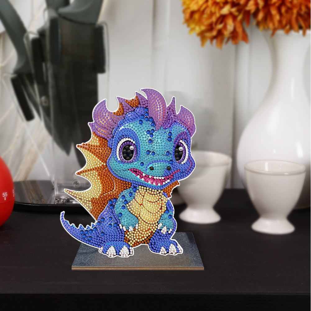 Wooden Desktop Diamond Painting Ornament Diamond Table Decor (Dragon Baby #7)