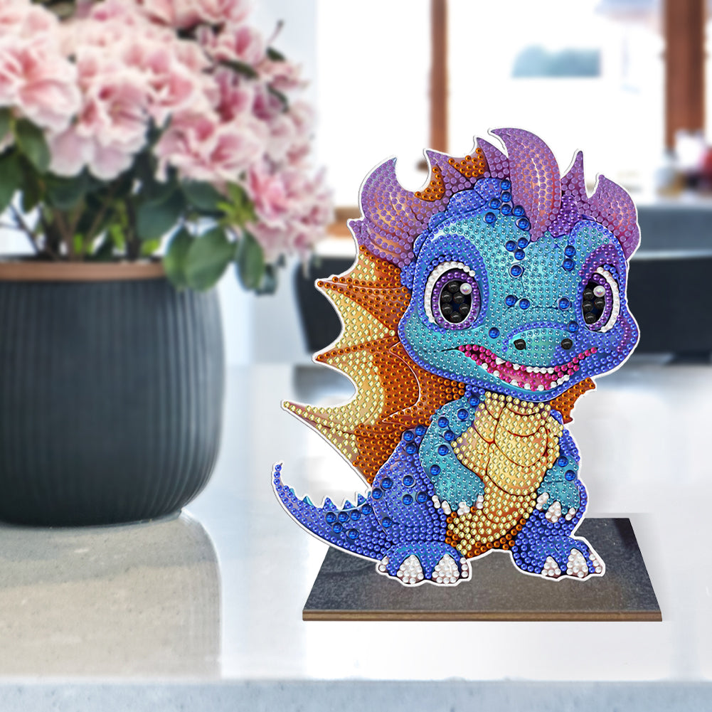 Wooden Desktop Diamond Painting Ornament Diamond Table Decor (Dragon Baby #7)