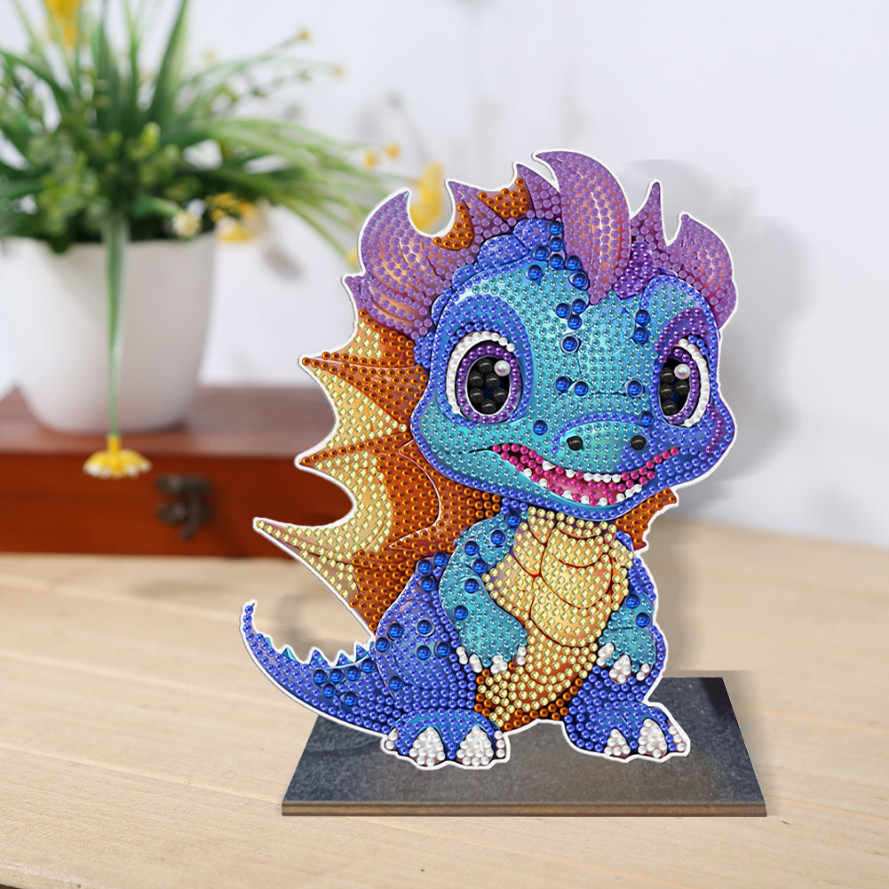 Wooden Desktop Diamond Painting Ornament Diamond Table Decor (Dragon Baby #7)