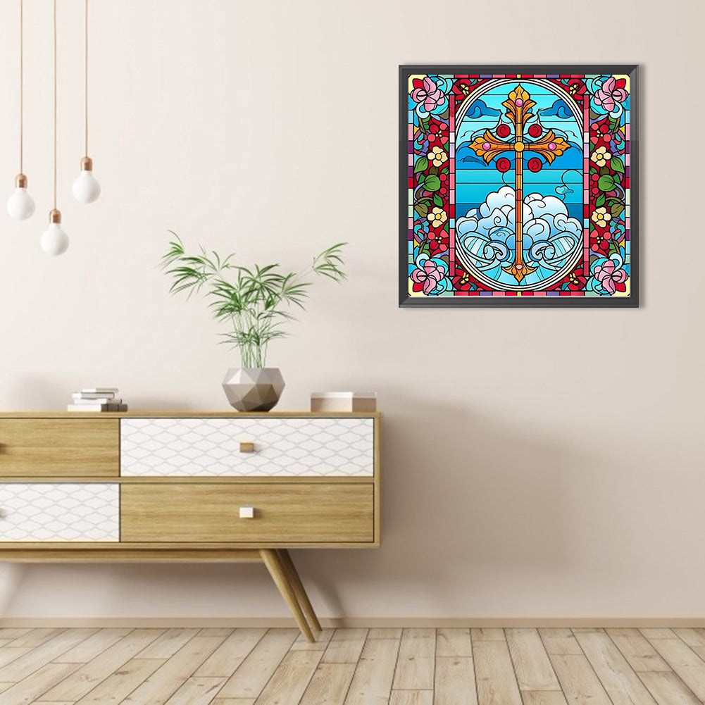 Abstract Floral Cross - Full AB Dril Round Diamond Painting 40*40CM