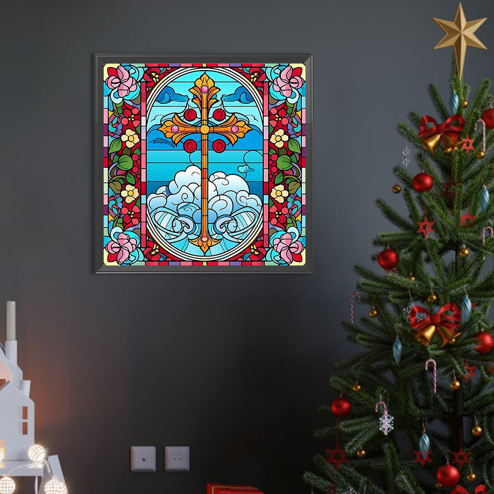 Abstract Floral Cross - Full AB Dril Round Diamond Painting 40*40CM