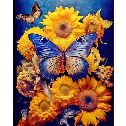 Sunflower Butterfly - Full Round Drill Diamond Painting 40*50CM