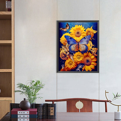 Sunflower Butterfly - Full Round Drill Diamond Painting 40*50CM