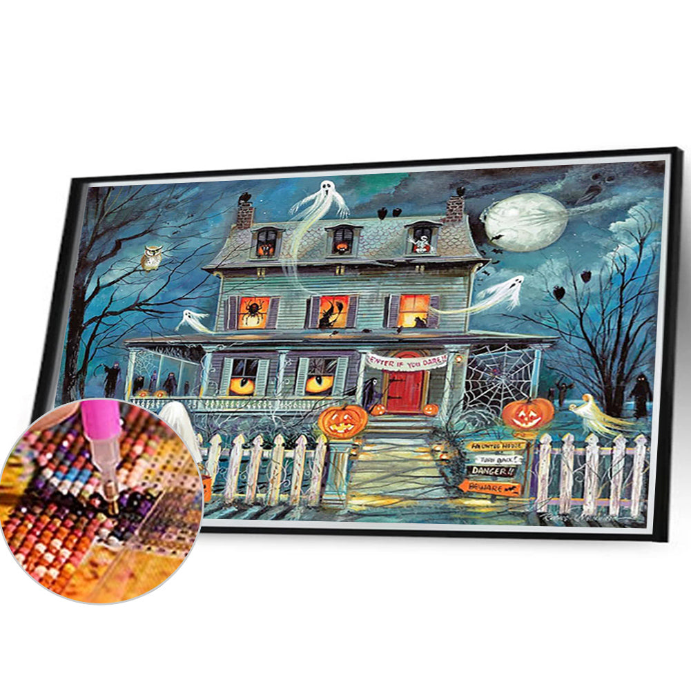 Halloween Horror House - Full Round Drill Diamond Painting 40*30CM