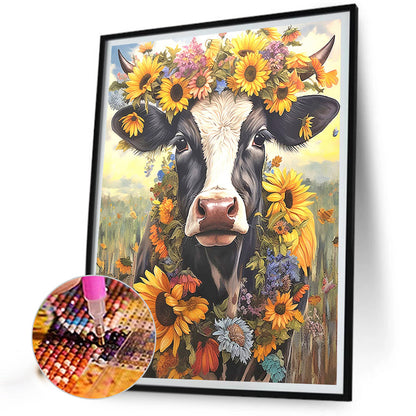 Sunflower And Old Cow - Full Round Drill Diamond Painting 40*50CM