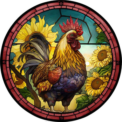 Glass Painting-Rooster - 11CT Stamped Cross Stitch 40*40CM