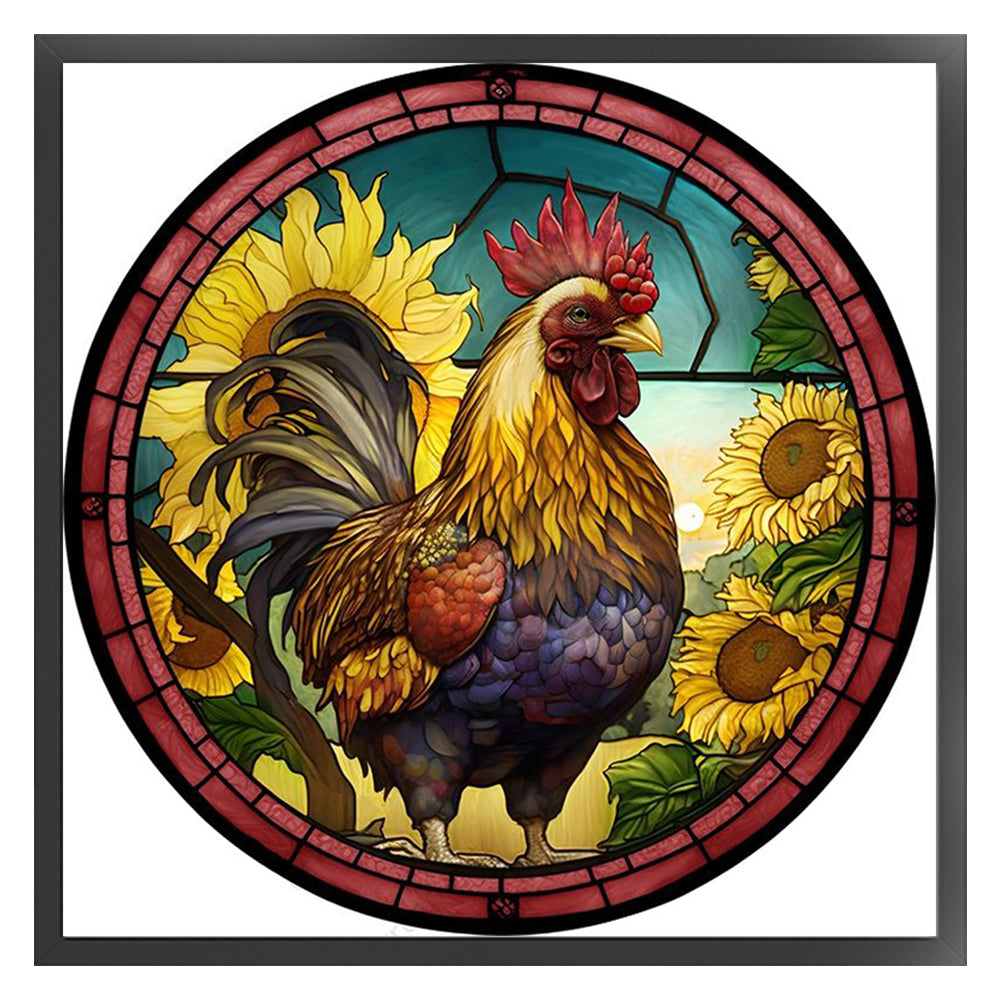 Glass Painting-Rooster - 11CT Stamped Cross Stitch 40*40CM