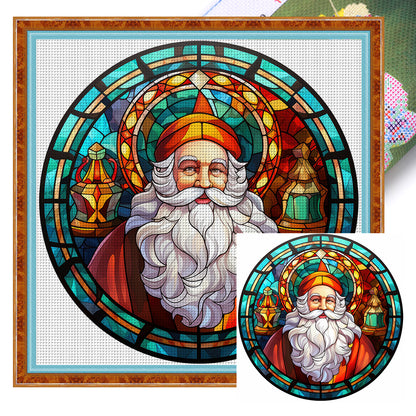 Glass Painting-Santa Claus - 11CT Stamped Cross Stitch 40*40CM