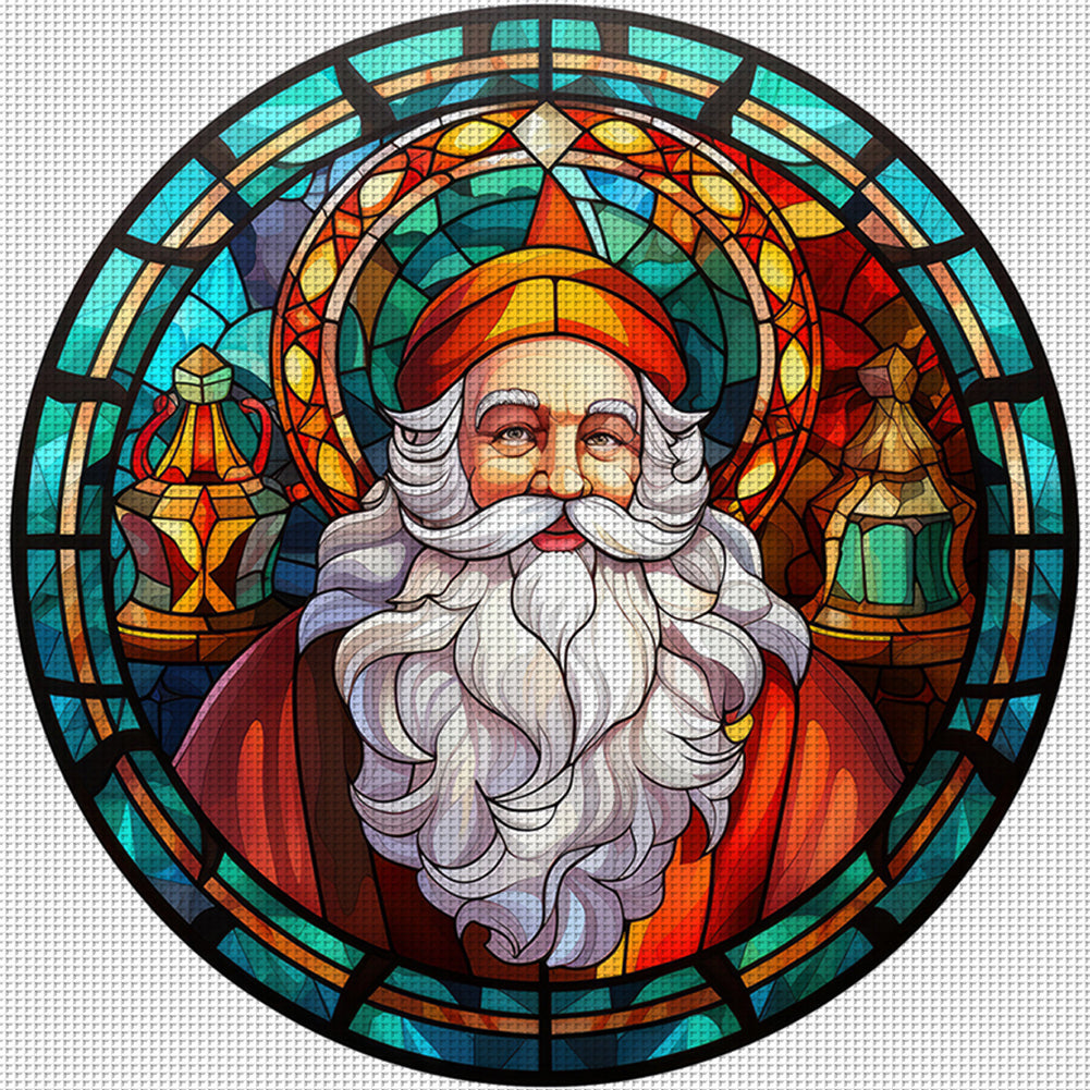 Glass Painting-Santa Claus - 11CT Stamped Cross Stitch 40*40CM