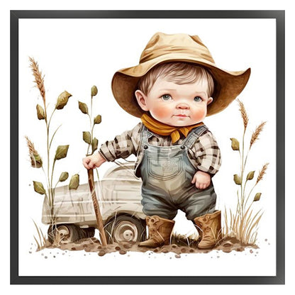 Busy Farm Kid - 11CT Stamped Cross Stitch 40*40CM