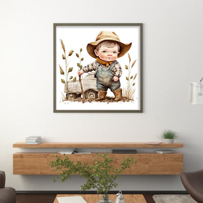 Busy Farm Kid - 11CT Stamped Cross Stitch 40*40CM