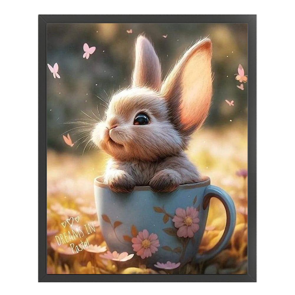 Rabbit In Teacup - 11CT Stamped Cross Stitch 40*50CM