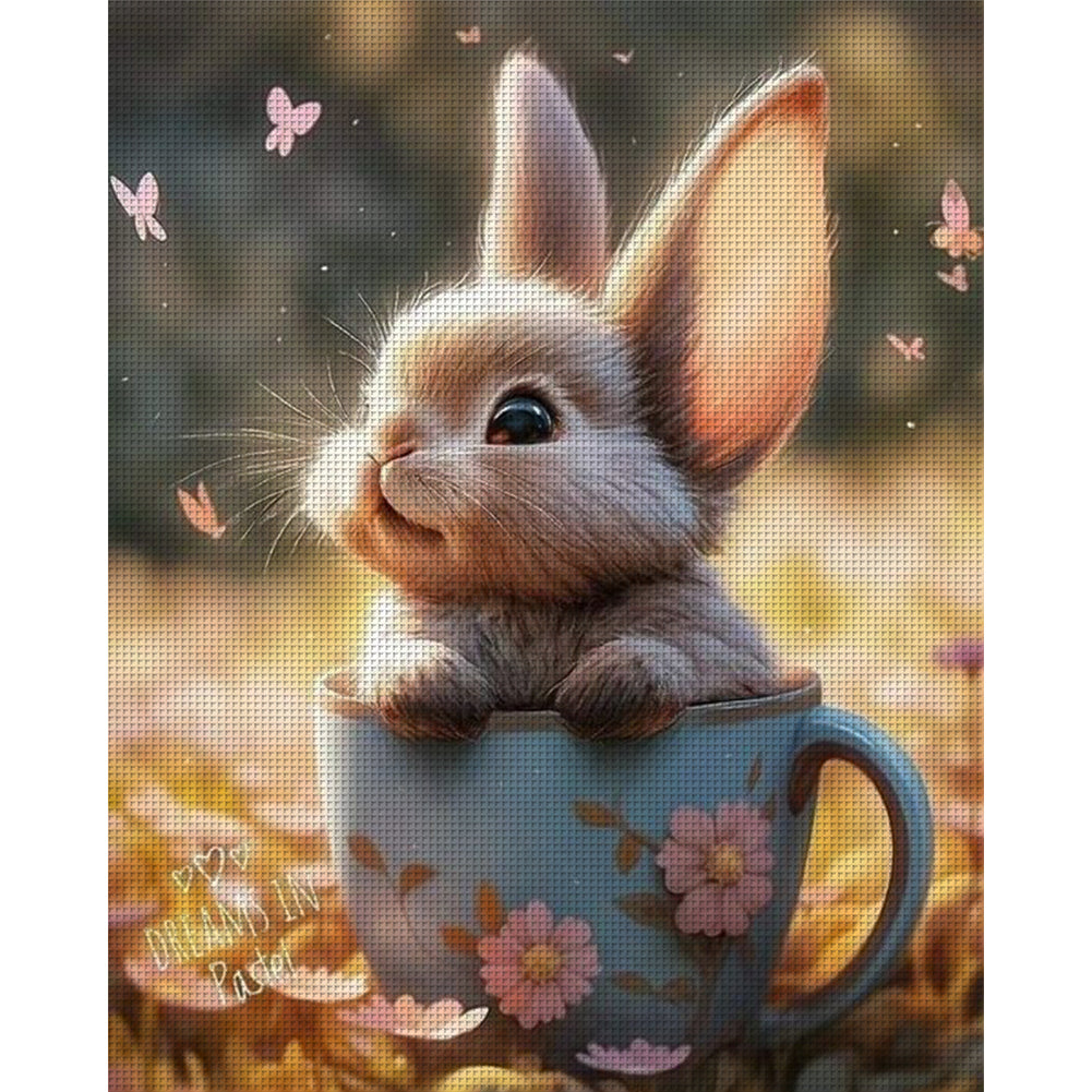 Rabbit In Teacup - 11CT Stamped Cross Stitch 40*50CM