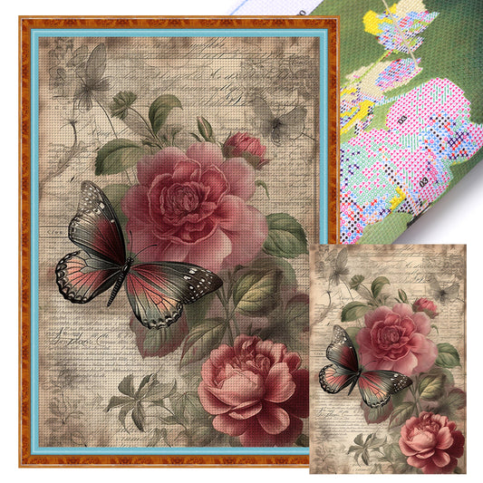 Roses And Butterflies - 11CT Stamped Cross Stitch 40*60CM