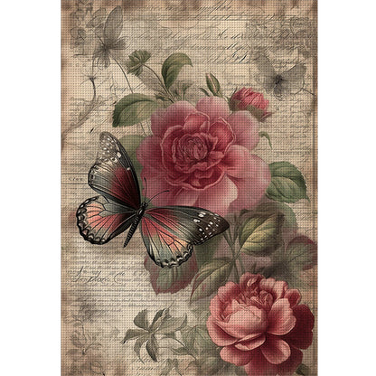 Roses And Butterflies - 11CT Stamped Cross Stitch 40*60CM