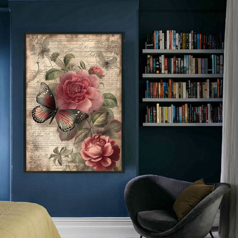 Roses And Butterflies - 11CT Stamped Cross Stitch 40*60CM