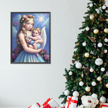 Little Girl And Angel - Full Round Drill Diamond Painting 30*40CM