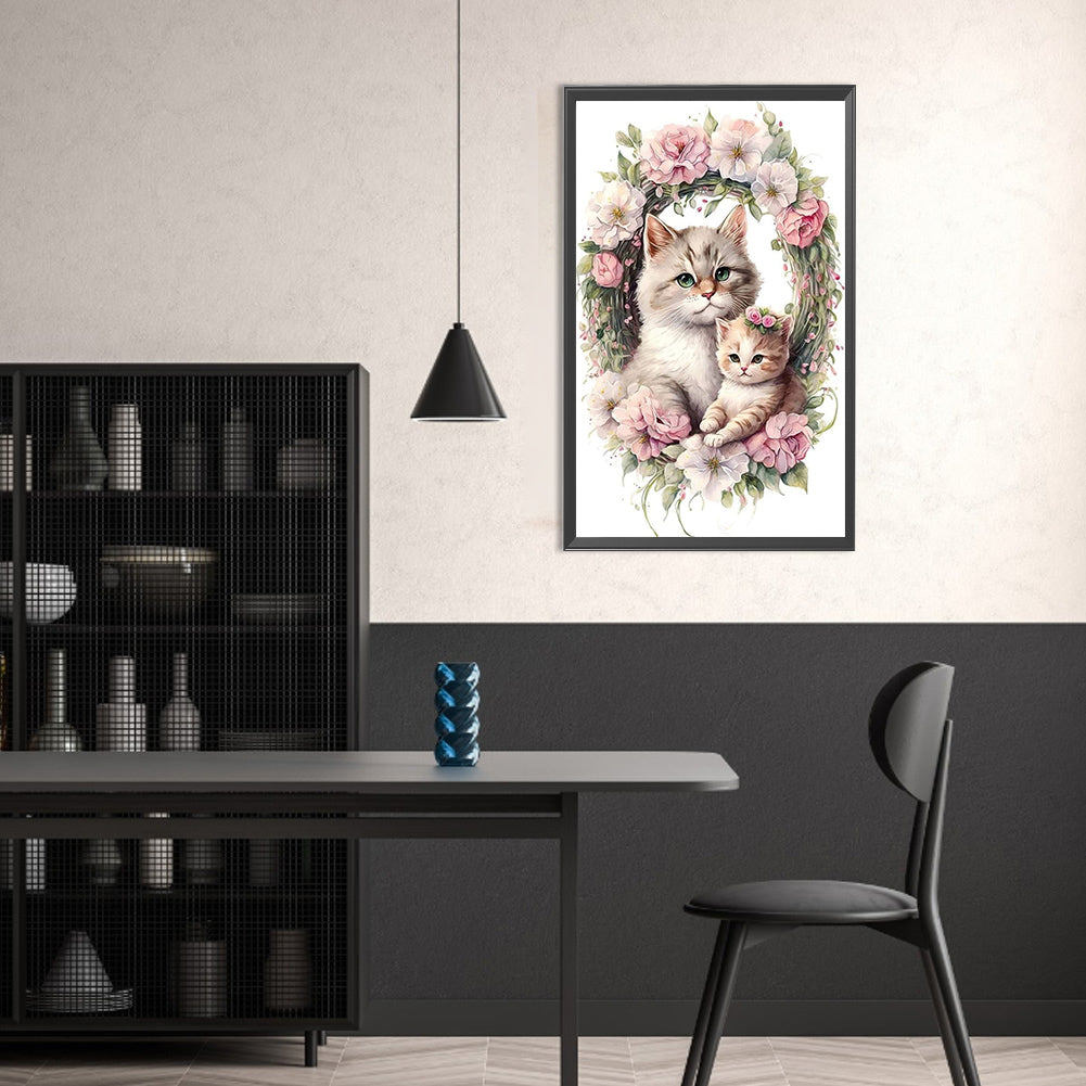 Cat - Full Round Drill Diamond Painting 30*50CM