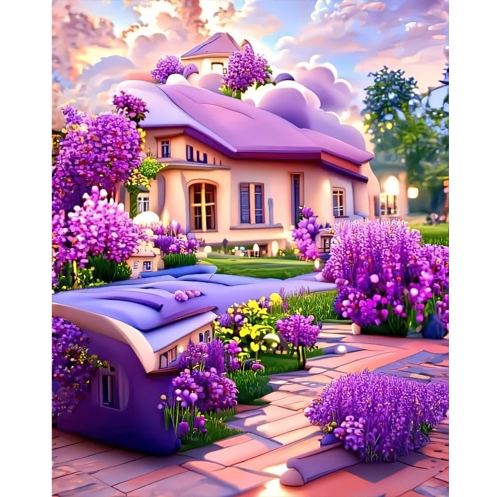 Flower House - Full Round Drill Diamond Painting 40*50CM