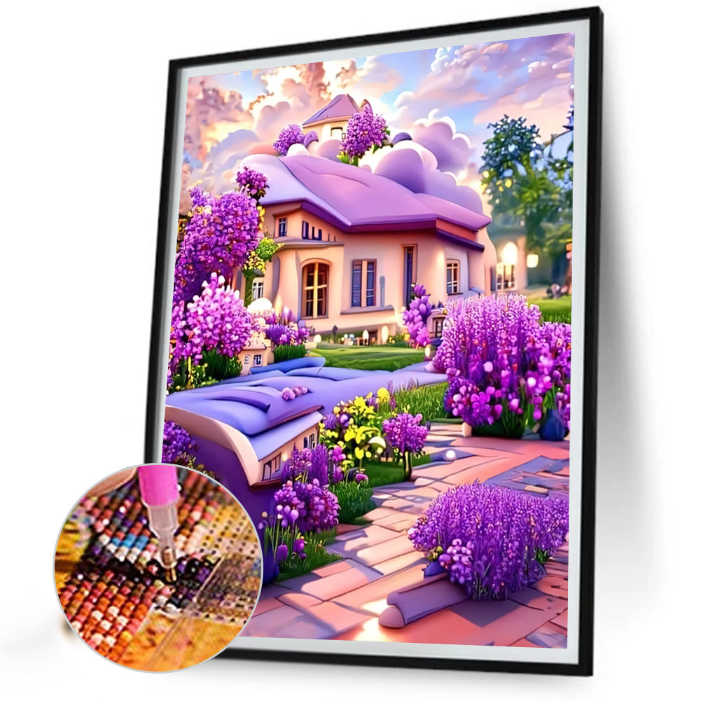 Flower House - Full Round Drill Diamond Painting 40*50CM