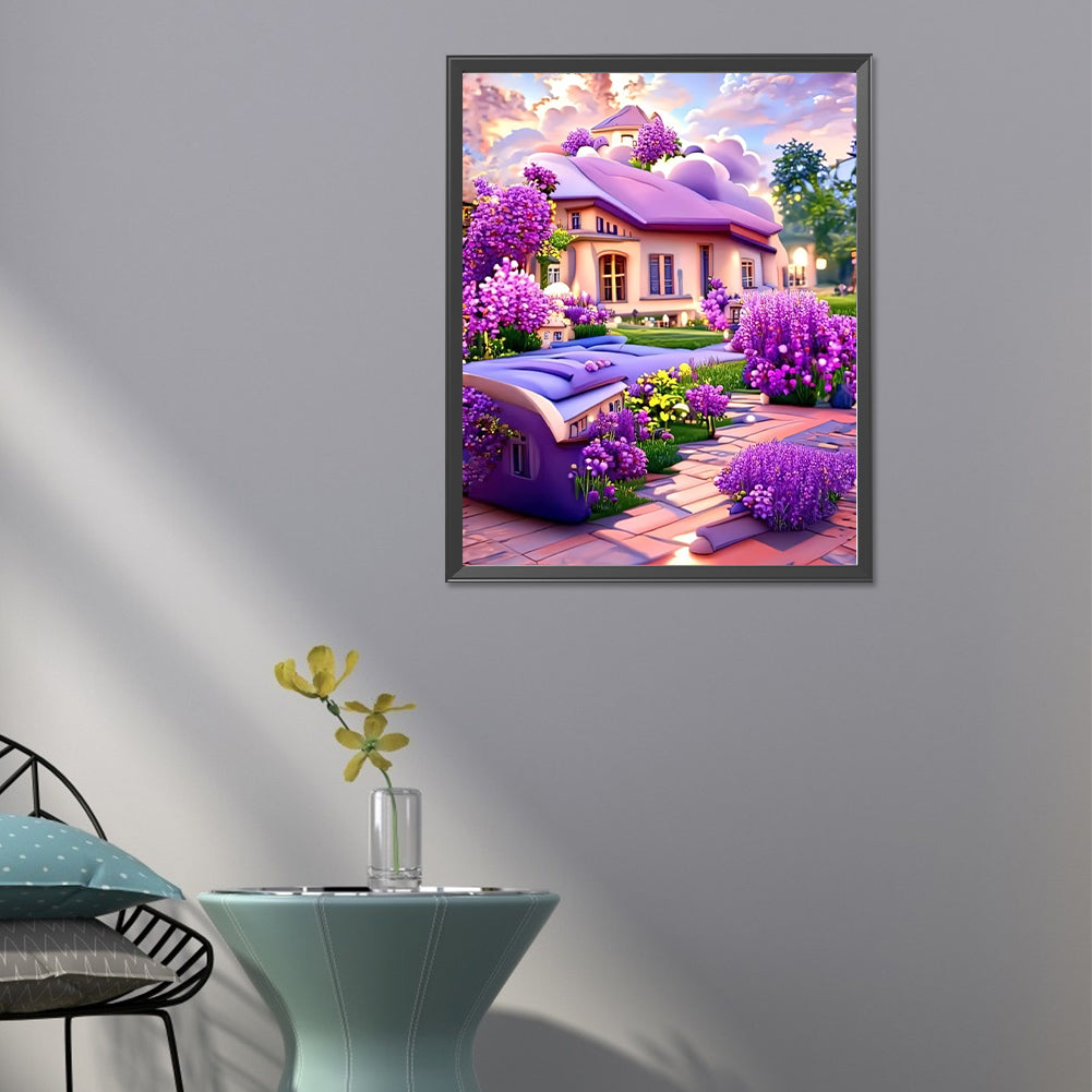 Flower House - Full Round Drill Diamond Painting 40*50CM