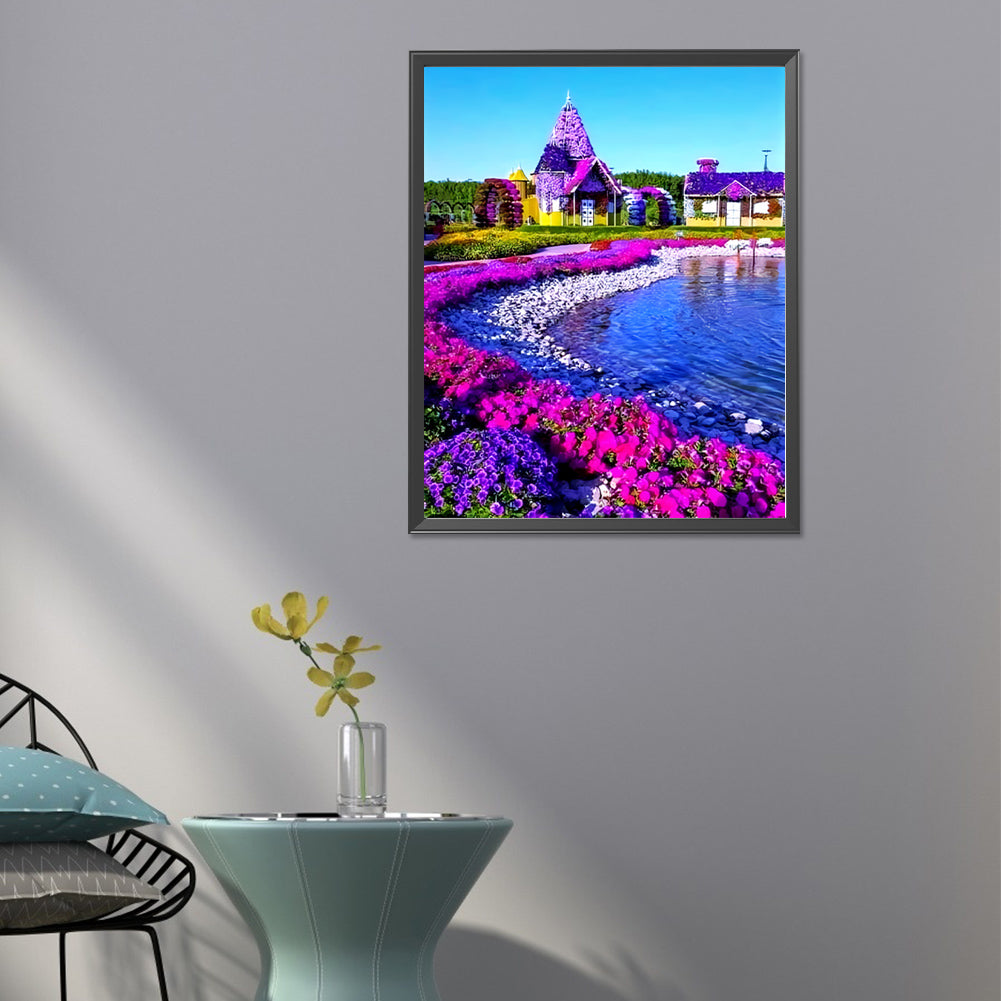 Flower House - Full Round Drill Diamond Painting 40*50CM